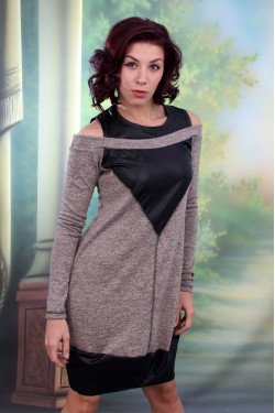 ЕЛЕГАНТНА РОКЛЯ С КОЖА ИЗАБЕЛА