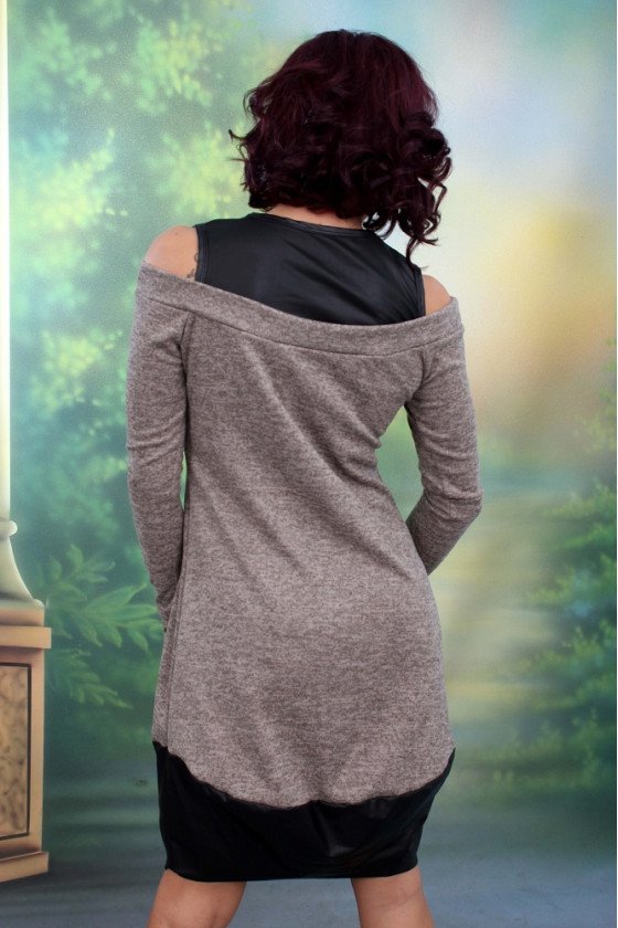 ЕЛЕГАНТНА РОКЛЯ С КОЖА ИЗАБЕЛА