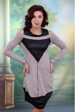 ЕЛЕГАНТНА РОКЛЯ С КОЖА ВИЛИАНА