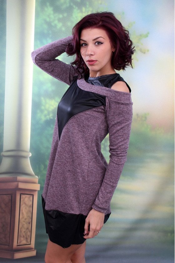 ЕЛЕГАНТНА РОКЛЯ С КОЖА МАНИЯ