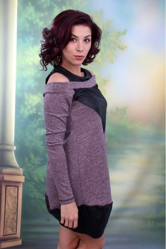 ЕЛЕГАНТНА РОКЛЯ С КОЖА МАНИЯ