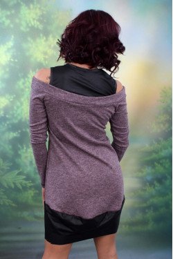 ЕЛЕГАНТНА РОКЛЯ С КОЖА МАНИЯ