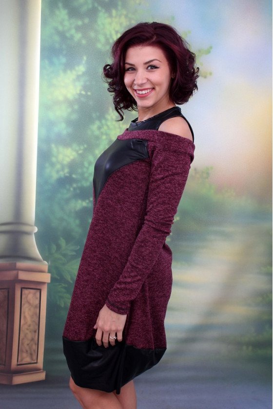 ЕЛЕГАНТНА РОКЛЯ С КОЖА ЕЛИЗА