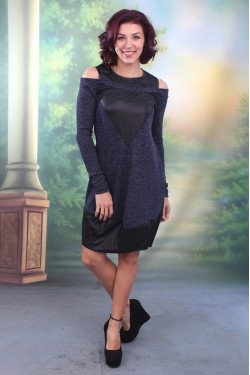 ЕЛЕГАНТНА РОКЛЯ С КОЖА ПАТРИСИЯ