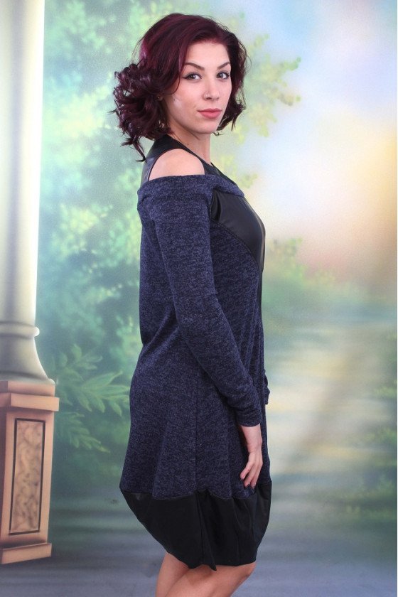 ЕЛЕГАНТНА РОКЛЯ С КОЖА ПАТРИСИЯ