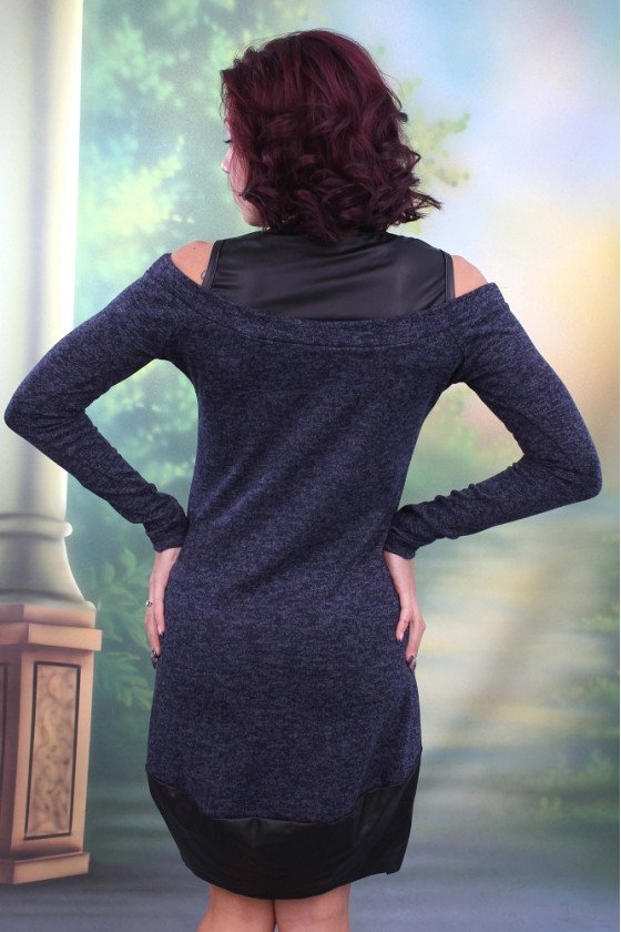 ЕЛЕГАНТНА РОКЛЯ С КОЖА ПАТРИСИЯ